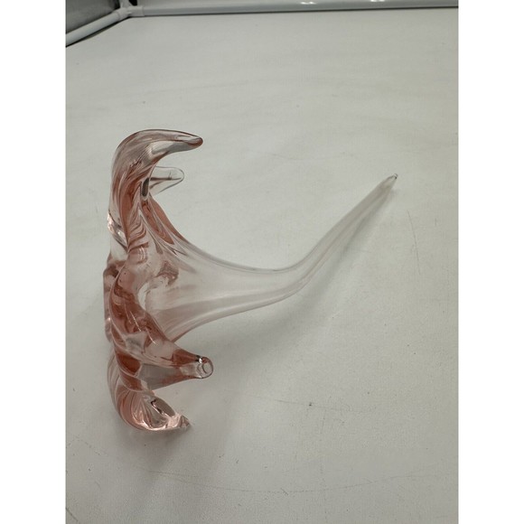 Vintage Hand Blown Art Glass Pink Lily Trumpet Flower Hollow Stem Bud Vase - Picture 3 of 4
